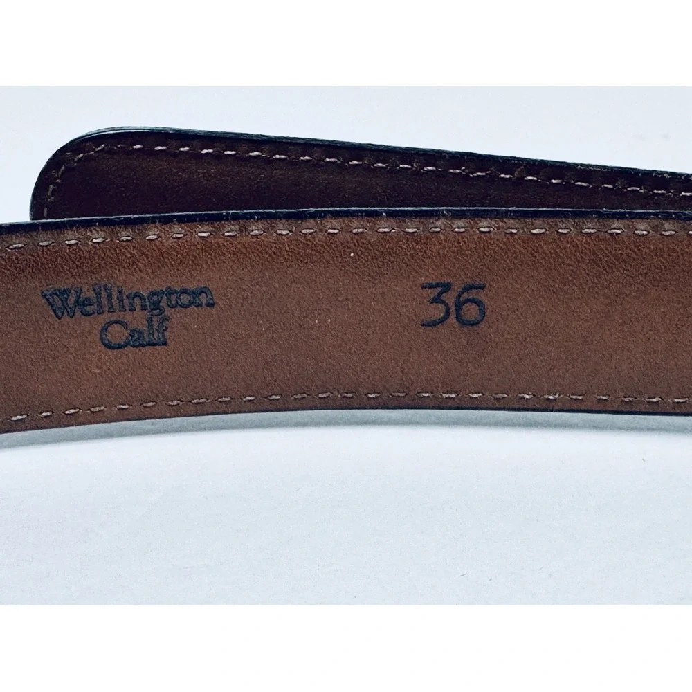 Dooney Bourke Belt Men 36 Brown Leather Wellington Calf Made in USA Brass Buckle